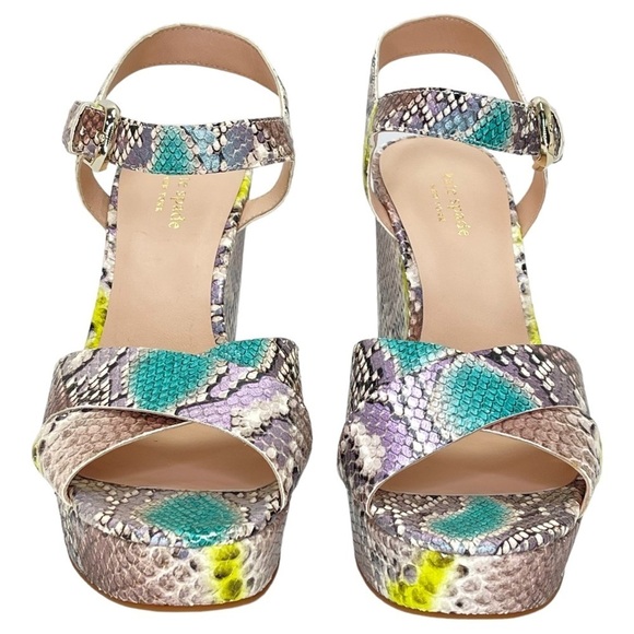 Kate Spade New York Womens Platform Sandals 10M Grace Lemon Sorbet Leather - Picture 9 of 14